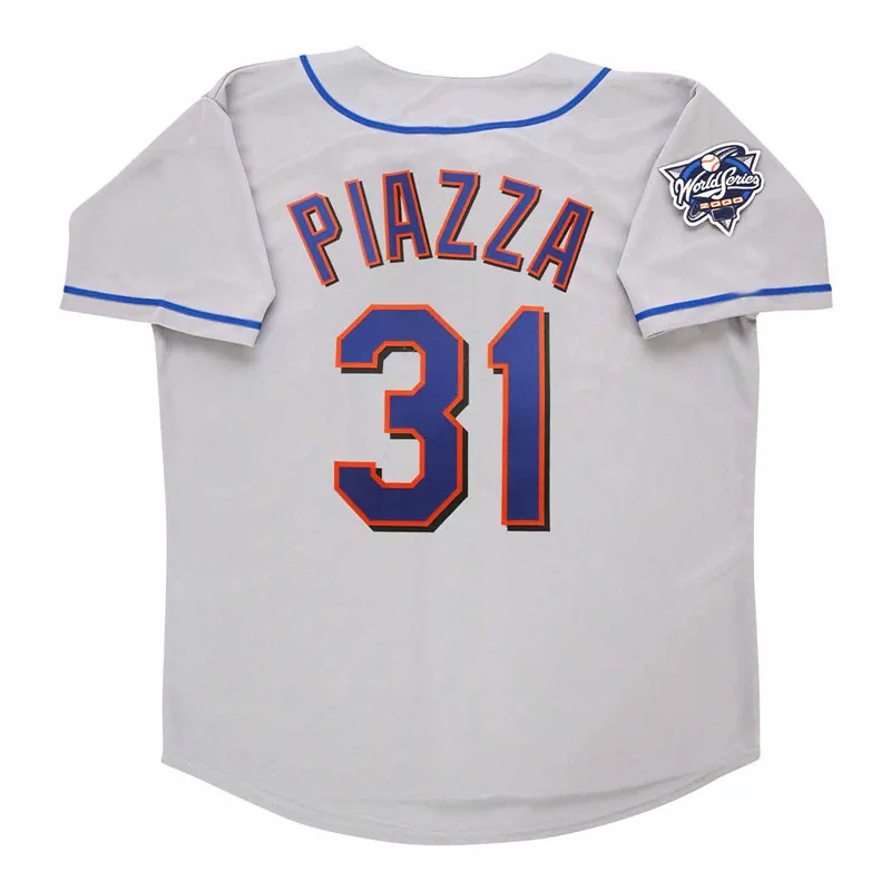 Custom 2000 New NY York Retro WS Baseball Jerseys Mike Piazza