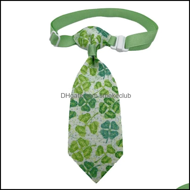 St. Patrick`s Day Dog Bowtie Lucky Green Clovers Patterns Irish Festival Holiday Party Pets Supply LLB14124