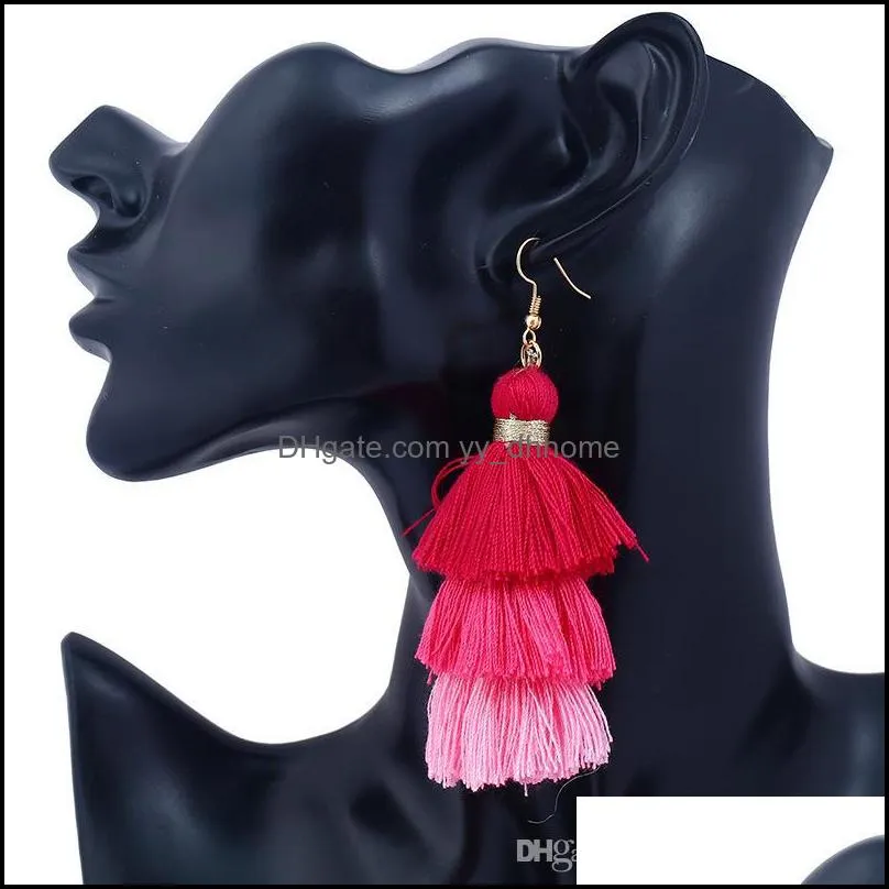 3 Layered Bohemian Fringed Cheap Statement Tassel Earrings For Women Long Drop Dangle Earrings 2019 Boho Indian Jewelry