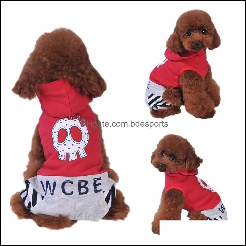 Pet Dog Clothes Sports Wear Brand Animals Black Skull Jumpsuits For Yorkshire Puppies Supplies New