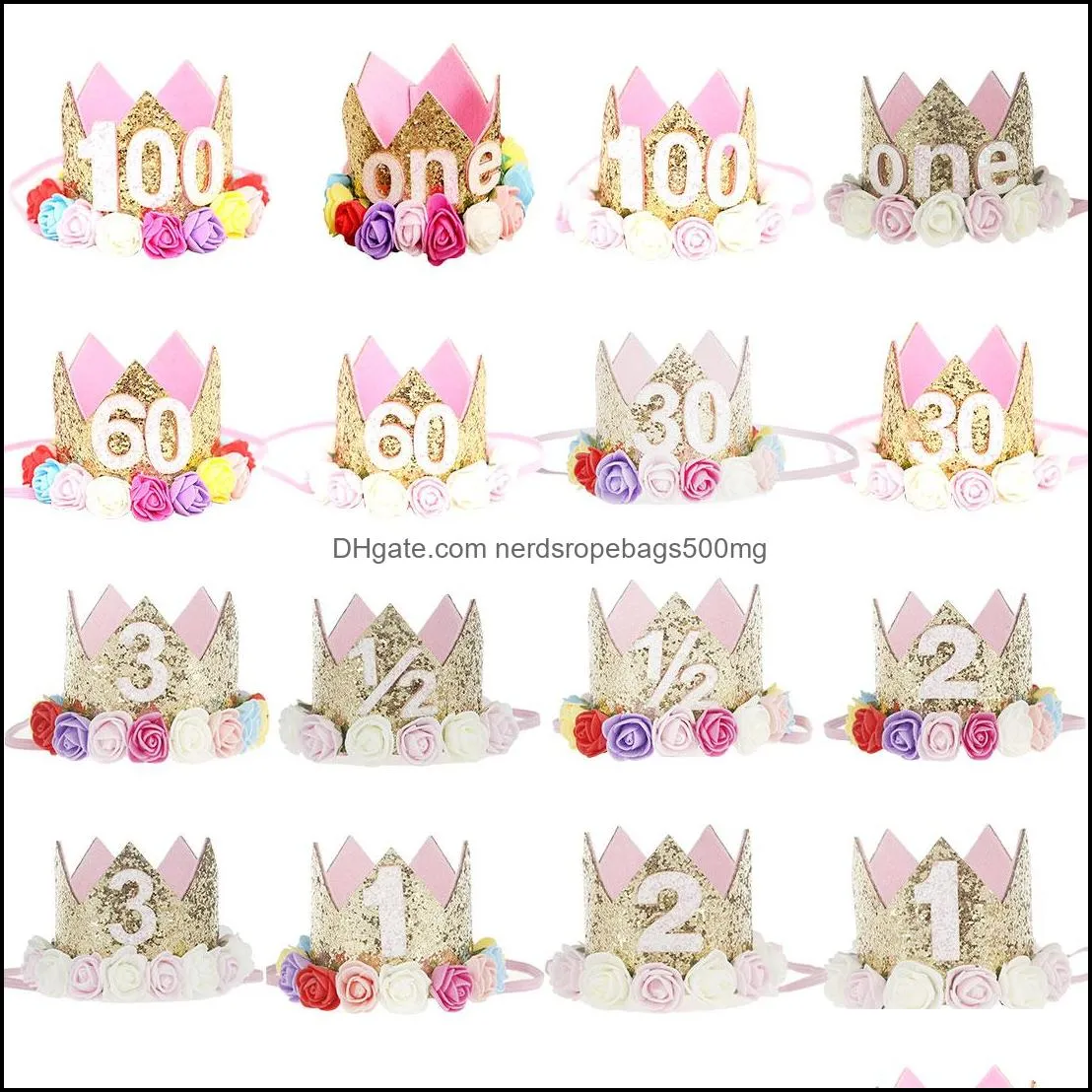 Birthday iDecoration Party Hats Decor Cap One Birthday-Hat Princess Crown 1st 2nd 3rd Year Old Number Baby Kids Hair Accessory