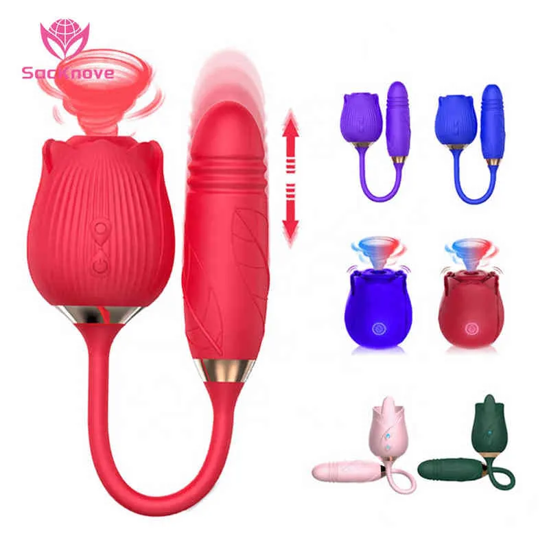 NXY Vibrators Sacknove Dildo Flower Suction Extended Telescopic Pulse Vibration Tail Adult Sex Toys Massage Sucking Rose Vibrator for Women 0411