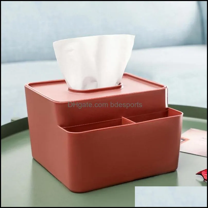 Tissue Boxes & Napkins Multifunctional Desktop Box Napkin Container Remote Control Storage