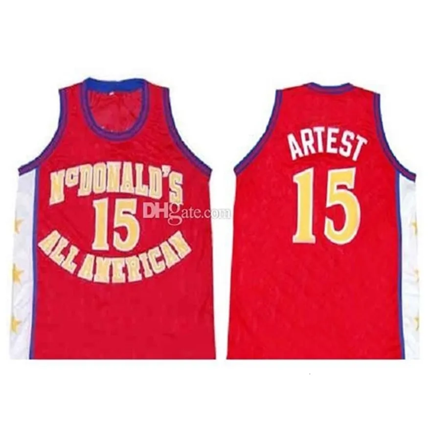 Nikivip All American Ron Artest 15 Retro Basketball Jersey Mens Stitched Custom Any Number Name