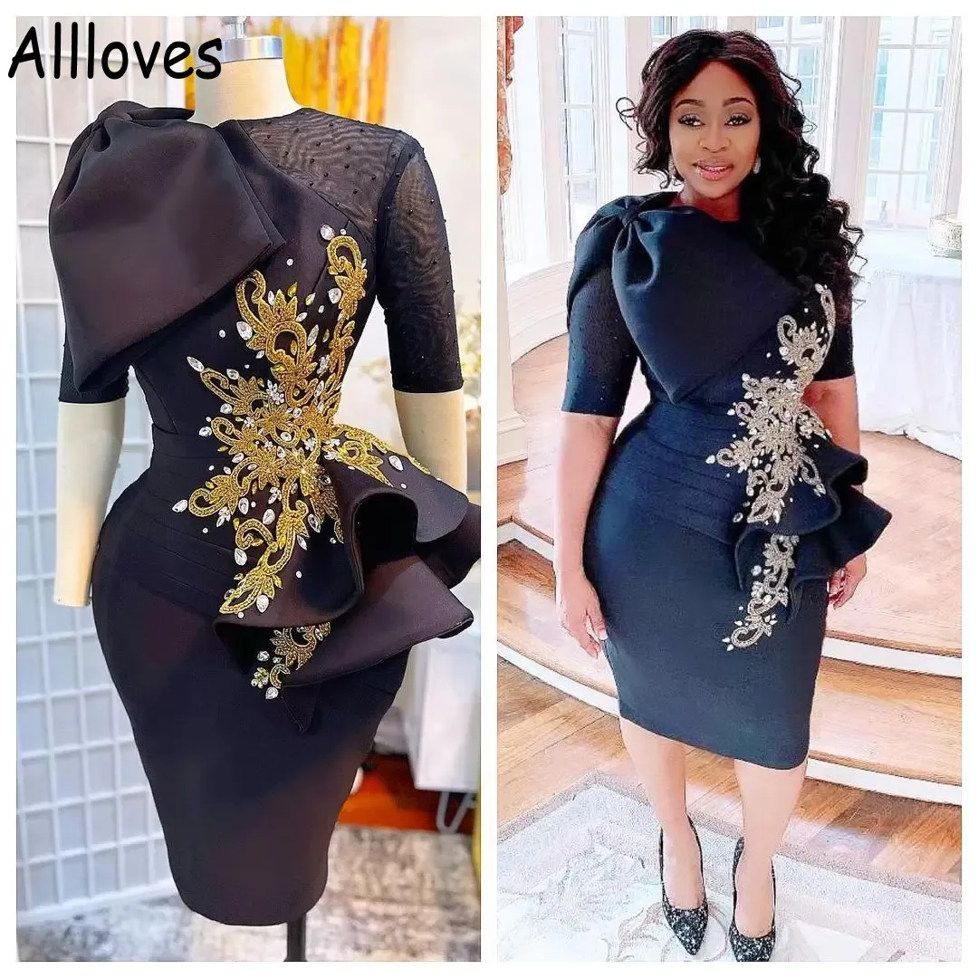 Gold African Mermaid Evening Dresses Glittering Sequined Long Sleeves Big  Bow Satin Peplum Prom Party Gowns Plus Size Arabic Aso Ebi Women Vestidos  De Festa AL9707 From Allloves, $106.24 | DHgate.Com