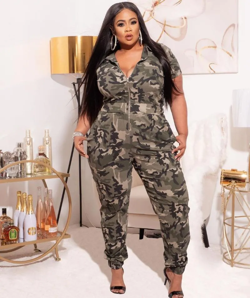 Camouflage plus hot sale size jumpsuit
