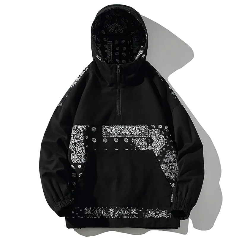 Höst Oversized Black Jacket Men Kläder Mode harajuku Street Hooded Coat Bomull Windbreaker Baggy Ytterkläder Man Plus Storlek 220406