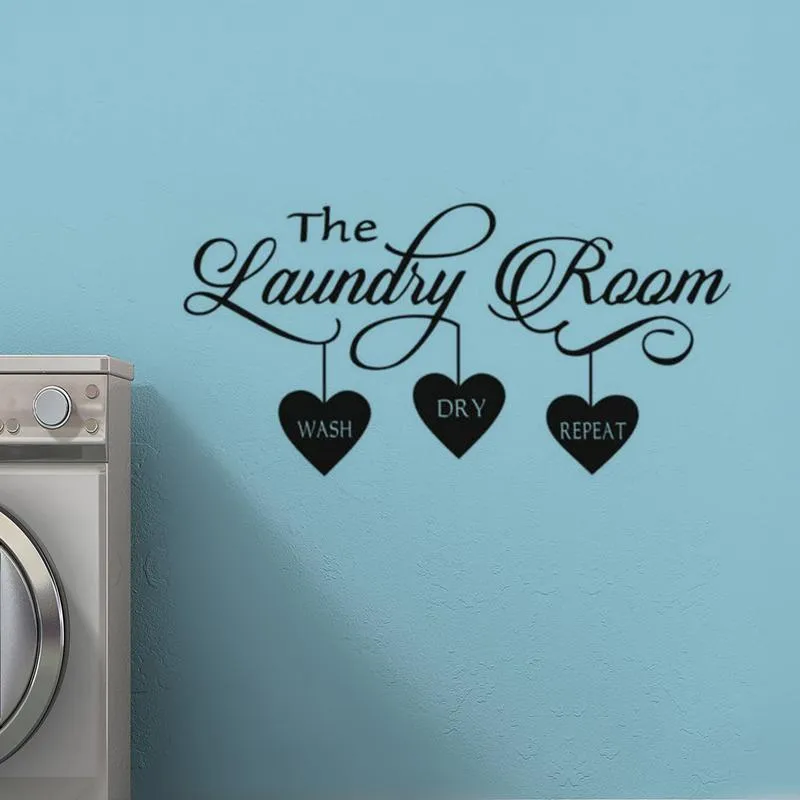 Wall Stickers Wash Dry Repeat Lettering The Laundry Room Sign Decal Shop Art Poster Decor