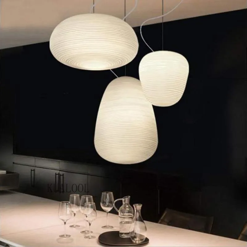 Lampes suspendues Nordic Creative Cobblestone Lights Milky White Threaded Glass Luminaire Dining Living Home Decor Fixtures LightingPendant