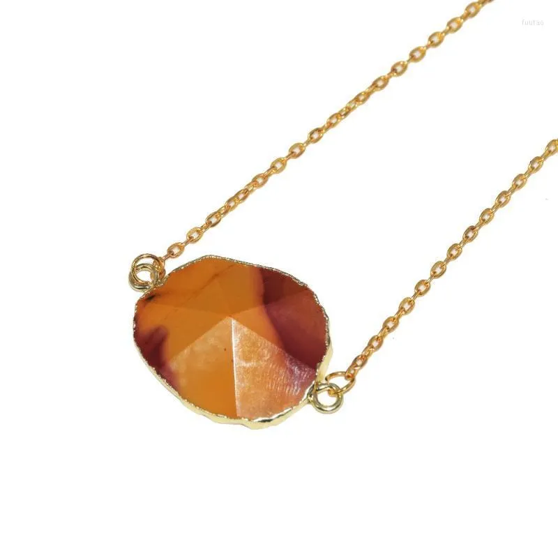 Pendant Necklaces Style Yellow Red Gem Stone Irregular Choker Necklace 2022 Natural Bloodstone Connector Chain For Men Gift
