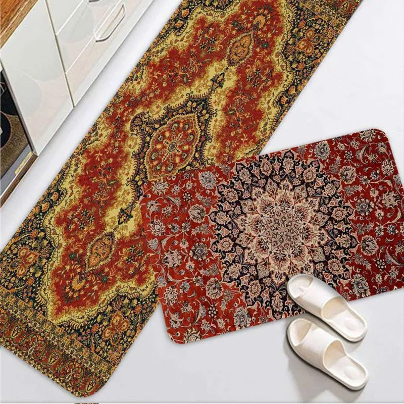 Carpets Vintage Bohemian Carpet Printed Flannel Floor Mat Bathroom Decor Non-Slip For Living Room Kitchen Welcome DoormatCarpets