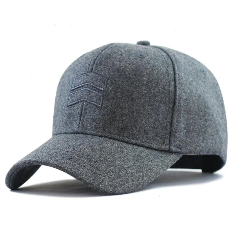 Chapeaux d'hiver en feutre chaud pour papa, casquette en laine à grosse tête pour homme, casquette de Baseball grande taille 56-62cm 62-68cm