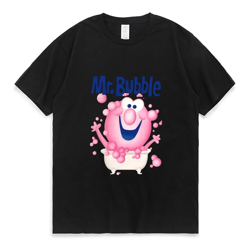 Mr.Bubble-Makes Banyo Zamanı Eğlenceli Aktif Tişört Erkek Kadın Kadın Sevimli Desen Baskılı T-Shirt Yaz Pamuk Trendi All Maç Tees 220708