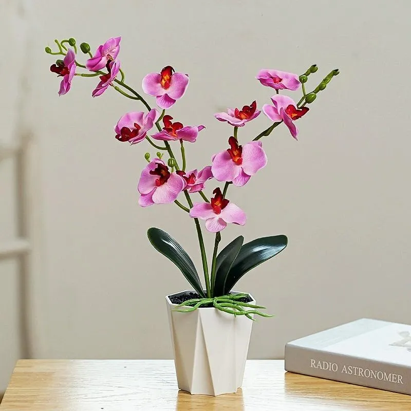 Dekorativa blommor kransar artificialflower 2 gaffel phalaenopsis krukväxt vardagsrum TV -skåpdekorationer Creativeminimalistminibonsa