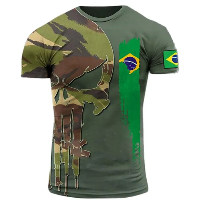 Мужские футболки армия-ветеран 3D-печать Мужская футболка повседневная бразильская солдат o шея свободно камуфляж Командо