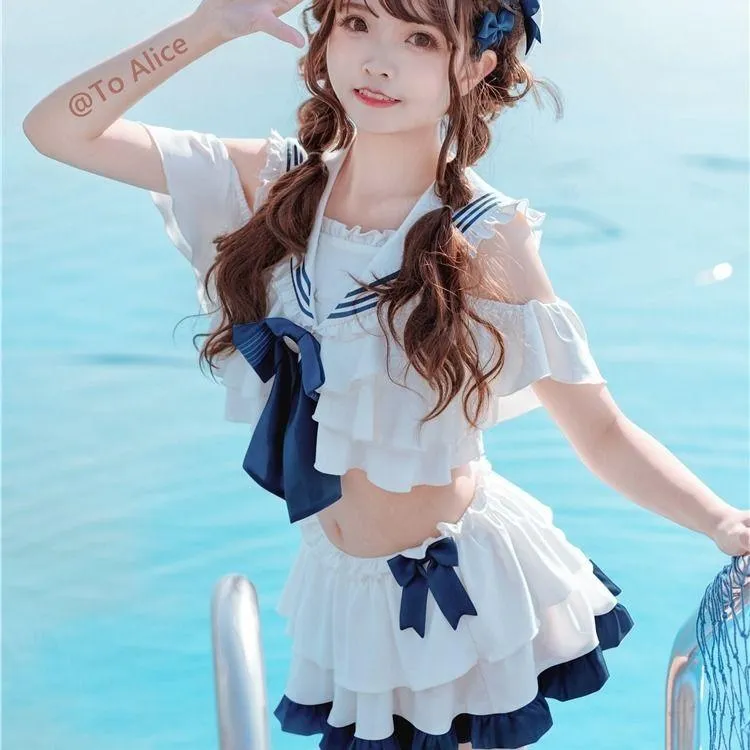 Womens Swimwear Japan Anime Girl Kawaii Cosplay Costume School Student