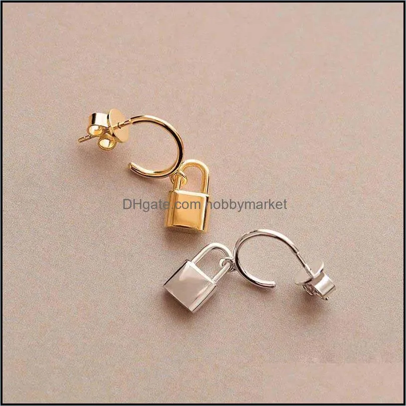 Fashion Classic Trend Key And Lock Real 925 Sterling Silver Stud Earrings Piercing Earring Earings Jewelry Pendientes