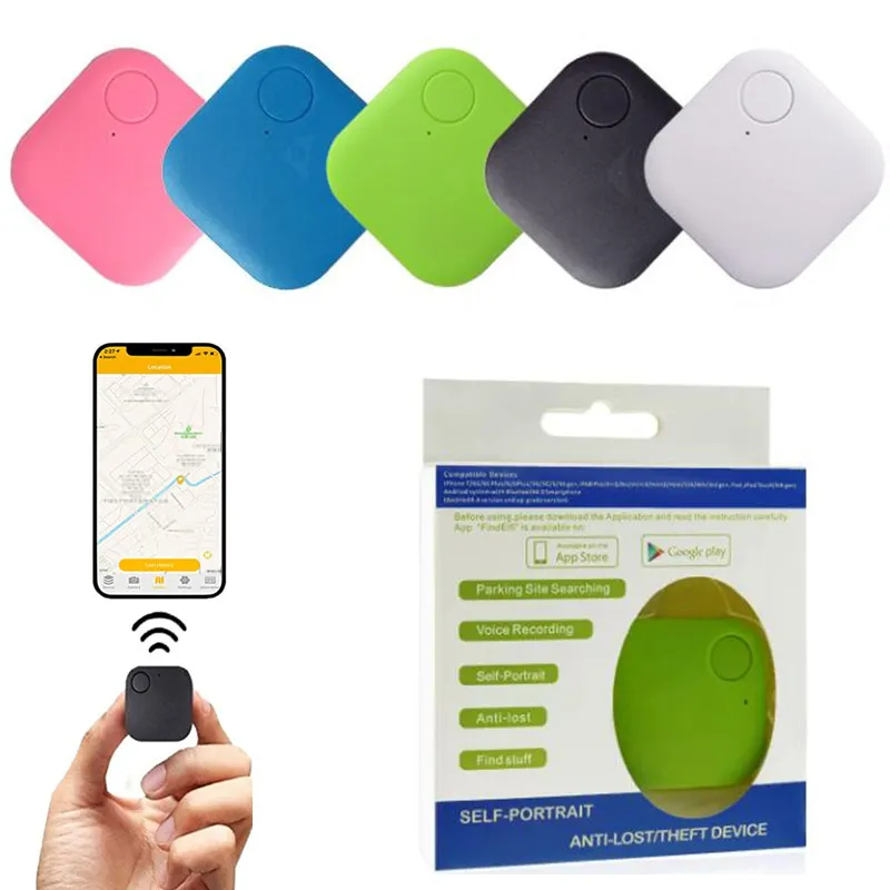 5 färger Mini Wireless Bluetooth 4.0 GPS Tracker Anti Lost Alarm ITAG Key Device Recording Smart Finder för iOS Android Smartphone Car Pet Vehicle Lost Tracking