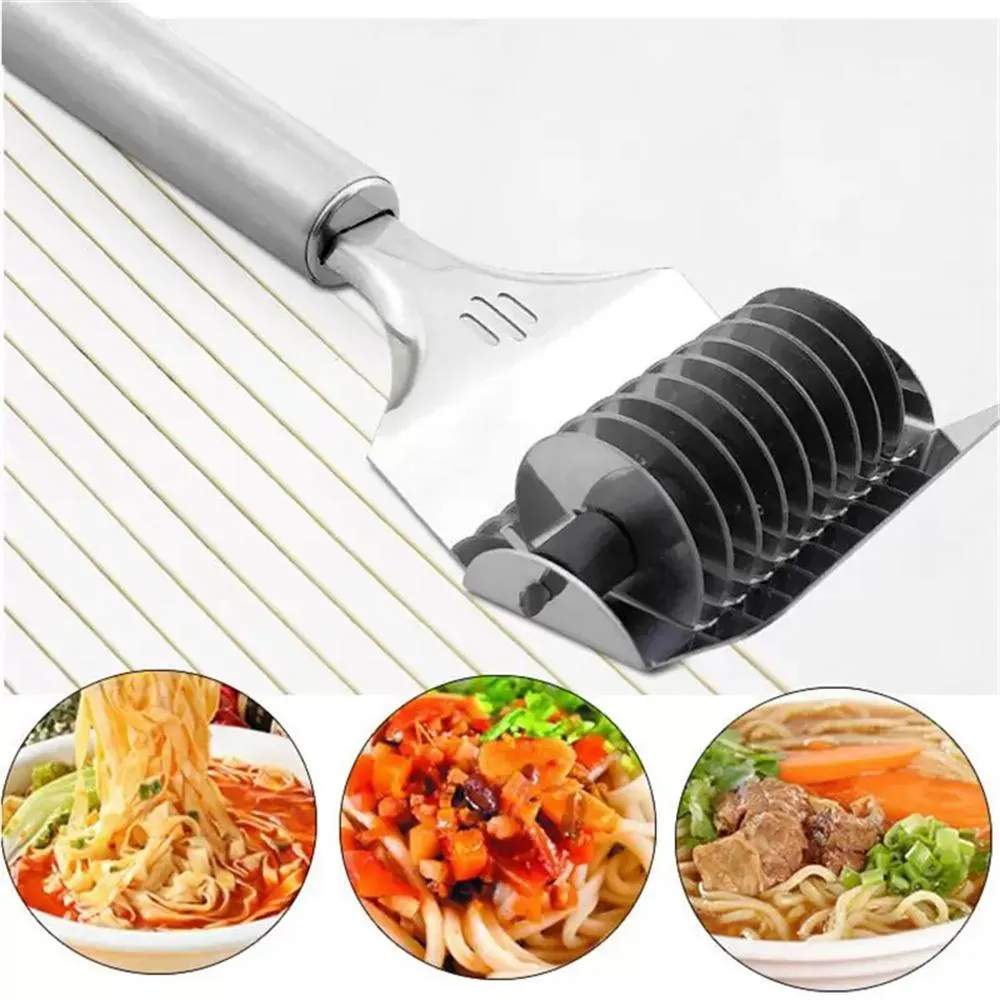 Garden Home Tools Stainless Steel Noodle Lattice Roller Docker Dough Cutter Pasta Spaghetti Maker Kitchen Cooking Pastry Tools