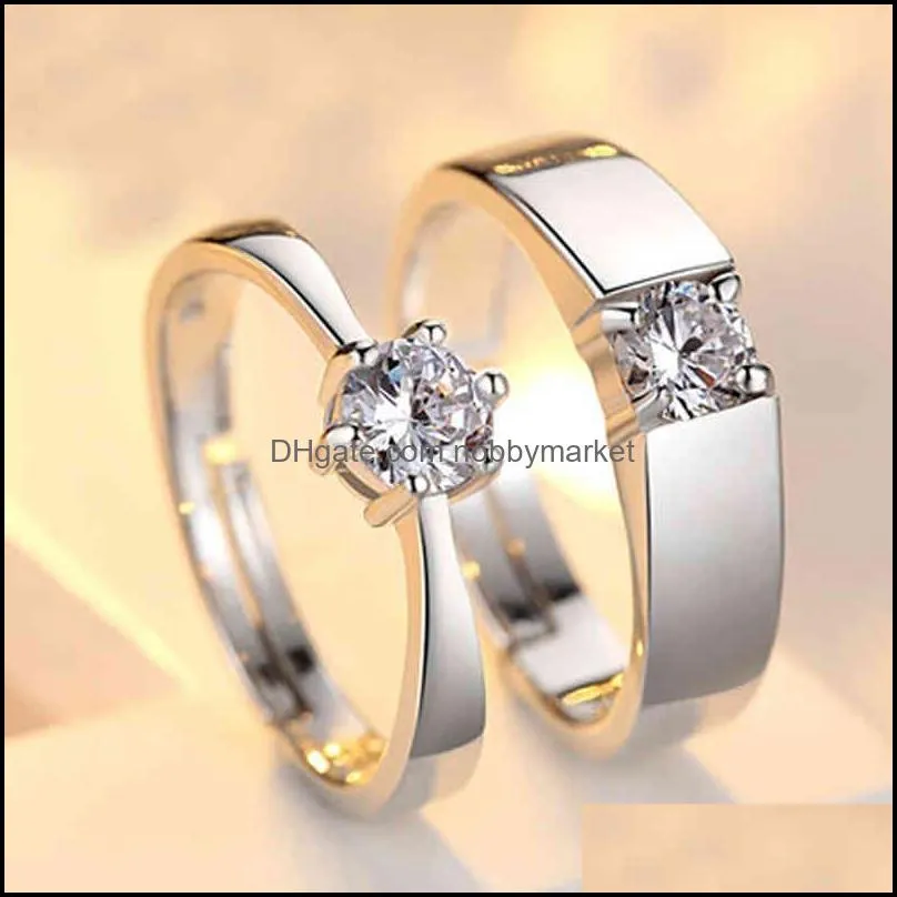 Bande Anneaux Bijoux Couple Classique Pour Hommes Femmes Cz Pierre À La Mode Amoureux De Mariage Romantique Saint Valentin Présent Accessoire Drop Delivery 2021