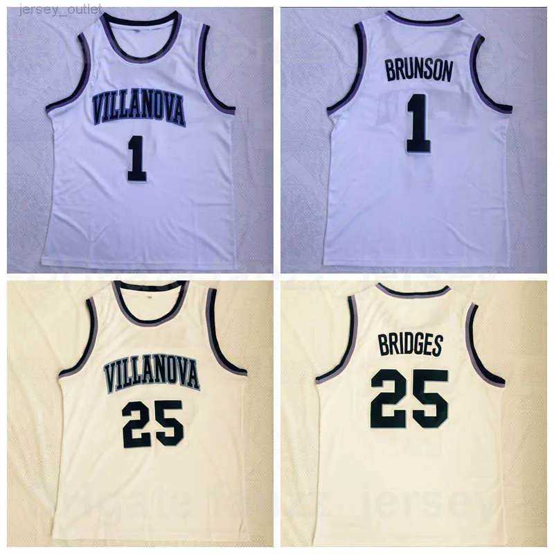 NCAA Basket Villanova Wildcats College 25 Mikal Bridges Maglie Uomo 1 Jalen Brunson University Team Colore Bianco Ricamo Traspirante per gli appassionati di sport Camicia