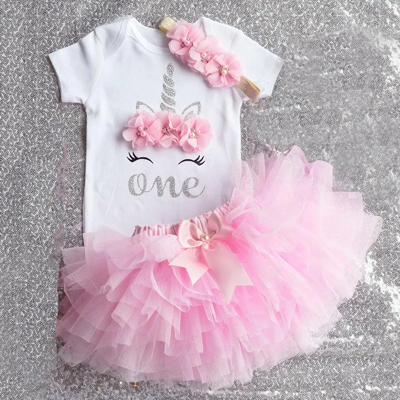 Clothing Sets Baby Girl Clothes 1st Birthday Cake Smash Outfits Infant Romper Tutu Skirt Flower Cap Born SuitsClothing