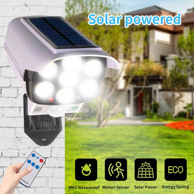 Outdoor Solar Lighting Motion Sensor Dummy Camera Leds Spotlight Waterproof Wall Street Lamp For Home Yard Solar Garden Light J220531