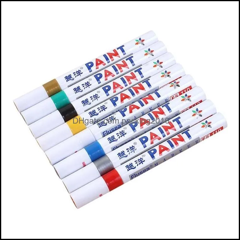 12 Colors Paint Marker Pen Fade-proof Car Tyre Tire Tread CD Metal Permanent Markers Graffti Oily Macador Caneta Stationery Whiteboard