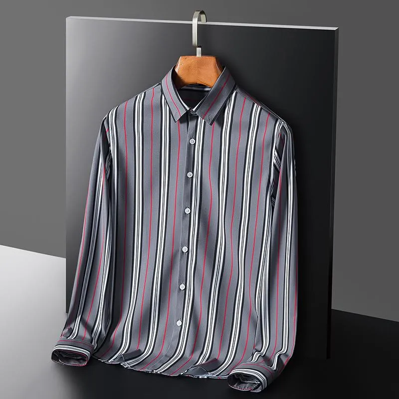 Camicie eleganti da uomo Camicia in cotone Oxford per uomo Manica lunga Casual Business a quadretti a righe Vestibilità regolare Moda uomo Chemise PocketMen