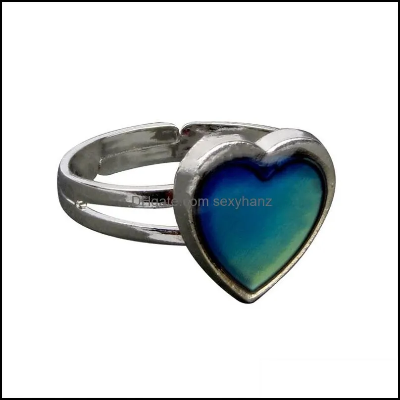 Temperature Sensing Heart Ring Changing Color Charm Mood Rings Cluster for Women Fashion Jewelry Will and Sandy 587 Z2