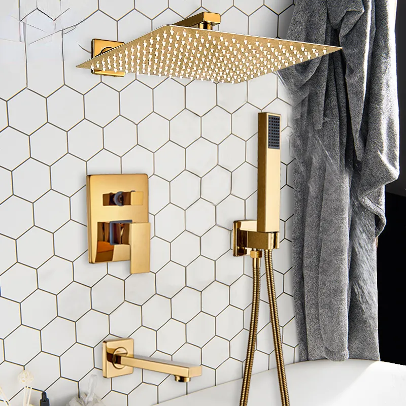 Badkamer goud regen douche badkraan muur gemonteerd badkuip douchemixer kraan badkamer kraan doucheset