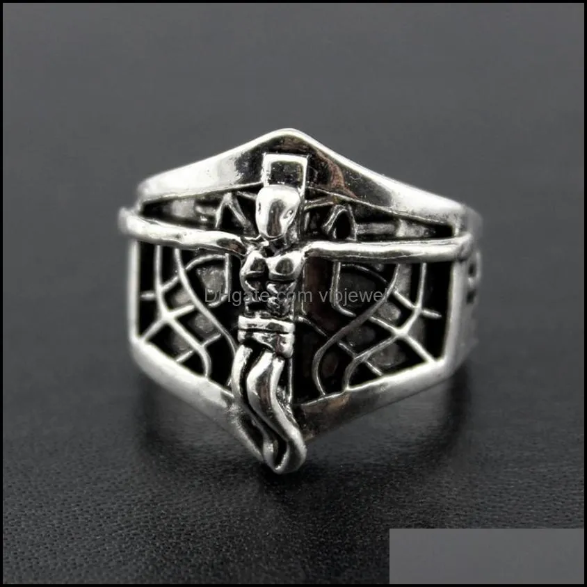 Hot sale Gothic Skull Carved Big Biker Rings Men`s Anti-Silver Retro Punk Rings For Men s Fashion Jewelry in Bulk wholesale