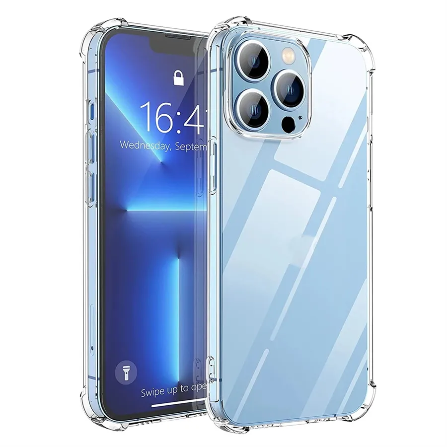 Coque de protection arrière en Silicone TPU, étui Transparent résistant aux chocs pour iPhone 11 12 13 14 Pro Max X Xr Xs Max 8 7 6s Plus