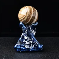 Vintage Dreieck Totenkopf Kristallkugelhalter Handgefertigter Ständer Sockel Raumdekoration Kugelhalter Figur Schmuck Displays Urlaub Reiki Geschenk