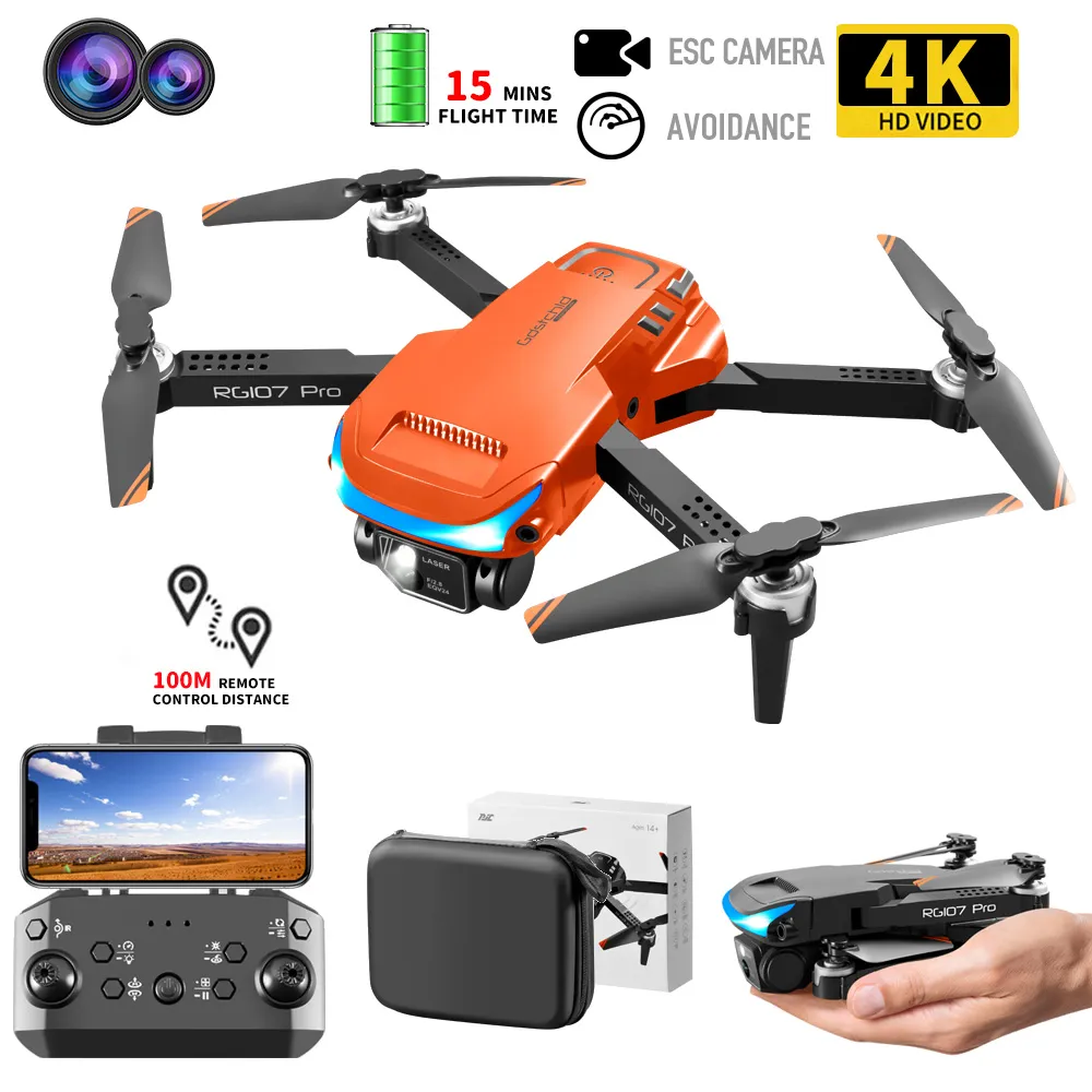 drones RG107 MAX Drone 4K Professional Dual HD Camera FPV 3Km Fotografia aérea Motor sem escova Dobrável Quadcopter Brinquedos