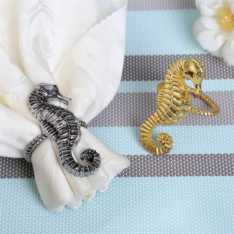 12PCS Marine series shells starfish hippocampus napkin ring model room high-end hotel napkin buckle napkin ring dining table T200523