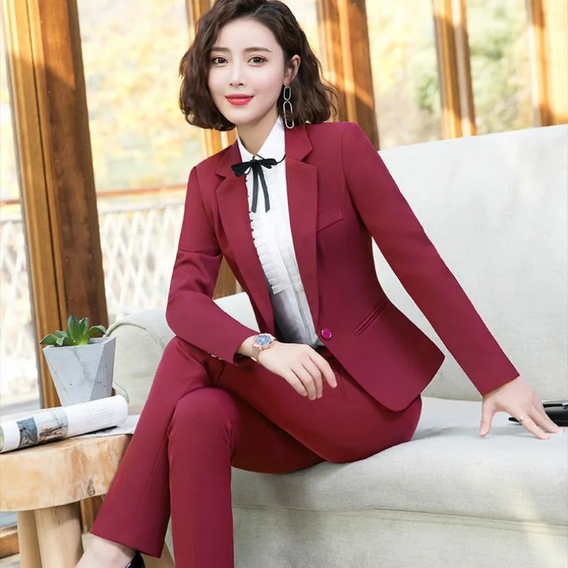 Ladies 2 Pieces Set Outfit Women Autumn Winter Office Work Pant Suit  Business Formal Blazer Jacket & Pants Tr… in 2023