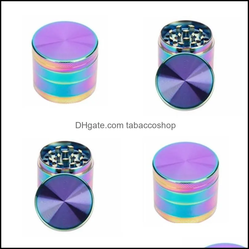 4 Layers 40mm Dazzle Colour Tobacco Grinder grinder Metal Zinc Alloy Grinder Rainbow Smoking Accessories sea shipping T2I51757