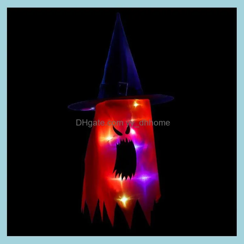 glowing halloween decoration holiday led lighting hat can be worn on the head or as a pendant witch hats garden el wedding decor