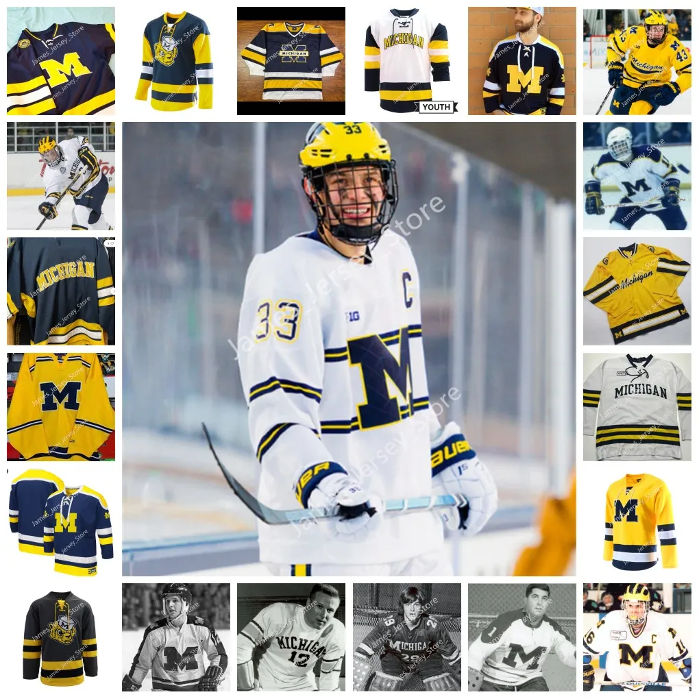 2022 NCAA Özel Michigan Wolverines College Dikişli Hokey Jersey 74 Nicholas Boka 2 Luke Martin 13 Jake Slaker 33 Joseph Cecconi Mackie Samoskevich Will Lockwood