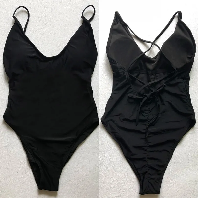 Kvinnlig thong vadderad sexig baddräkt solid badkläder kvinnor justerbara remmar baddräkt bodysuit backless strand monokini 220505