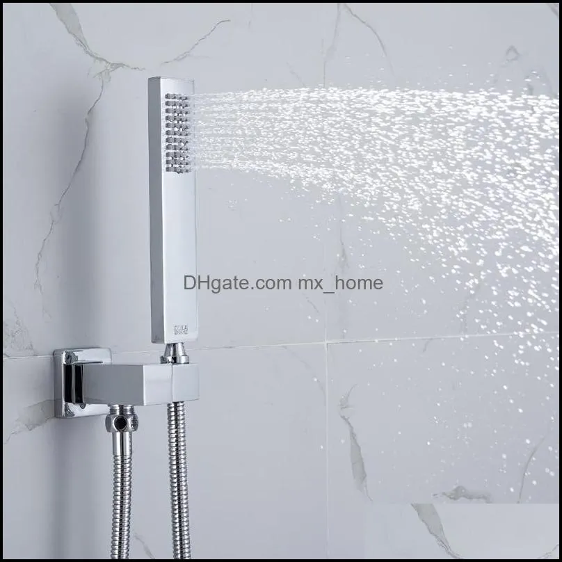 Chrome Polished Shower With Hand Hold Wall Mounted Waterfall And Rain Brass Body Bathroom Hot Cold Mixer Rainfall Head Diverter System