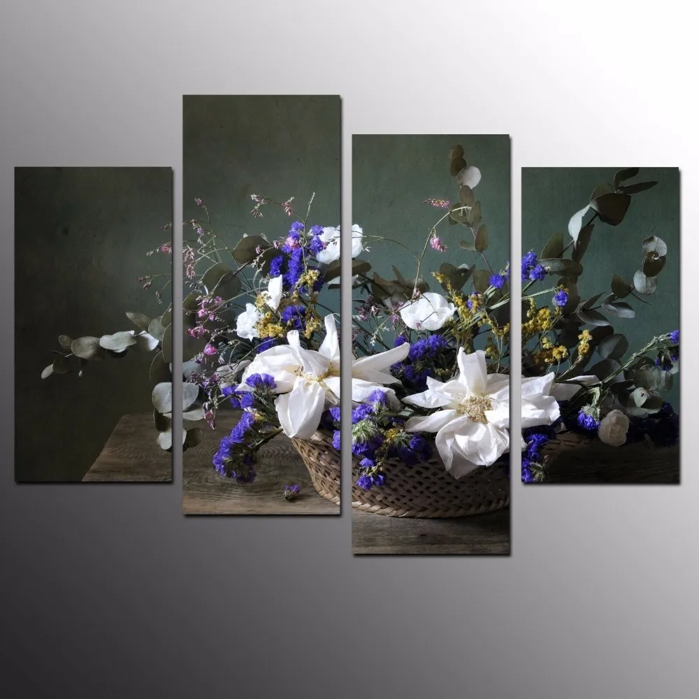 4pcs Kit Canvas Paintings Wall Decoration Canvas Purple Flower Wall Art Picture for Living Room Home Decoration (7)