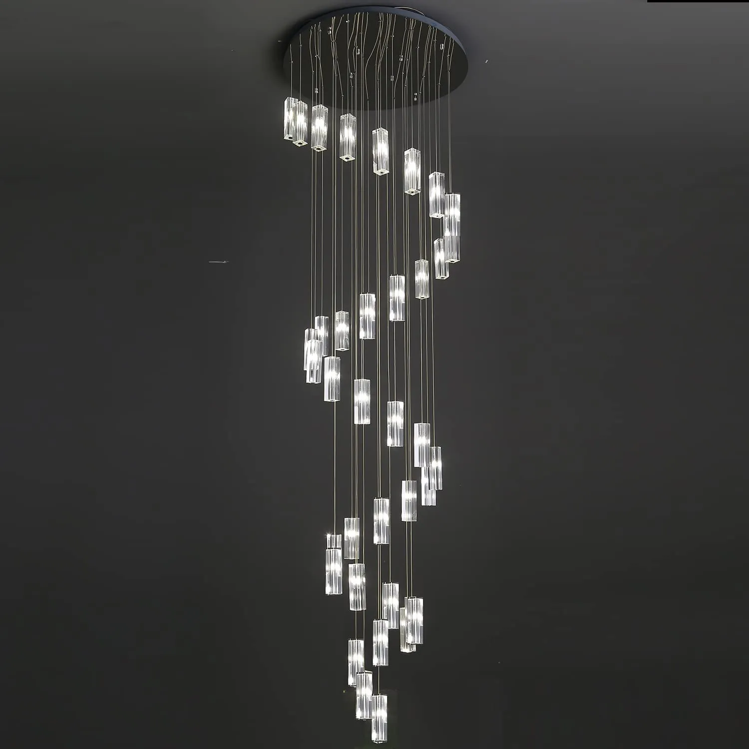 Lampe de lustre en Cristal longue moderne pour escalier de luxe grand salon lampe suspendue en Cristal Chrome Led lumières de décoration intérieure