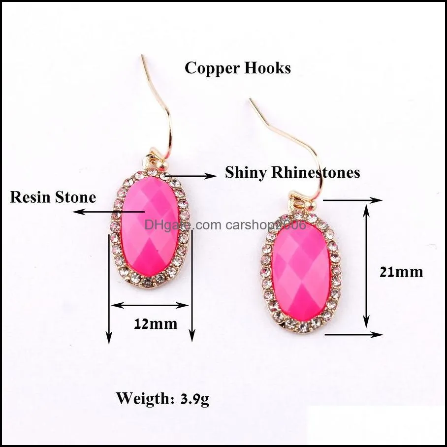 gold designer faceted acrylic oval charms earrings for women small rhinestone resin dangle earring boutique jewelry christmas gifts