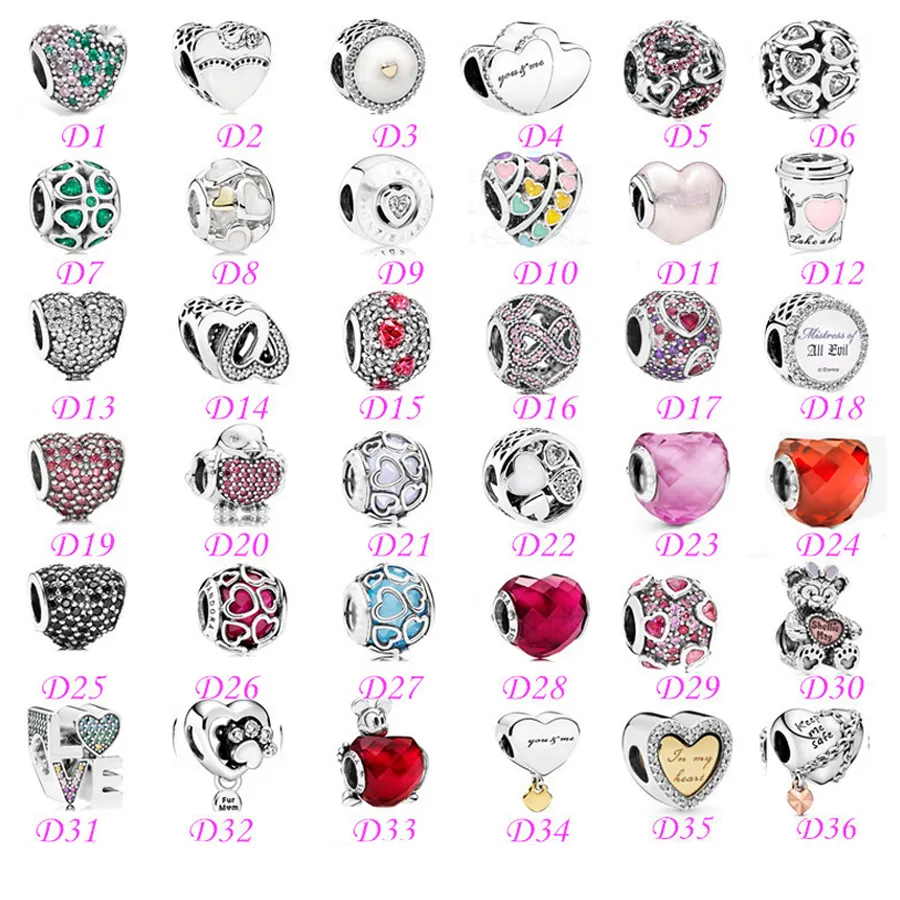 Perlina Love Heart S925 Gioielli in argento sterling Perline fai da te con CZ Adatto pandora Ale Charm Per bracciali Pandoras per donna Bracciale colore oro rosa europeoCollana