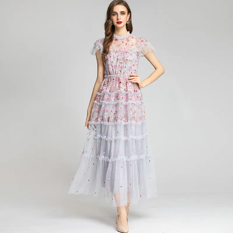 Women s Ankle-Length Polyester Formal Gown with Crew Neck and Short Sleeves  for Evening Party from Dhgate Runway Dresses - price 91.54