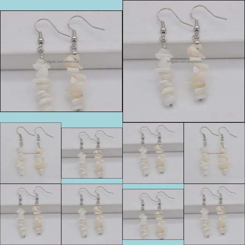 handmade white pearl shell beads gem stone earrings fashion jewelry