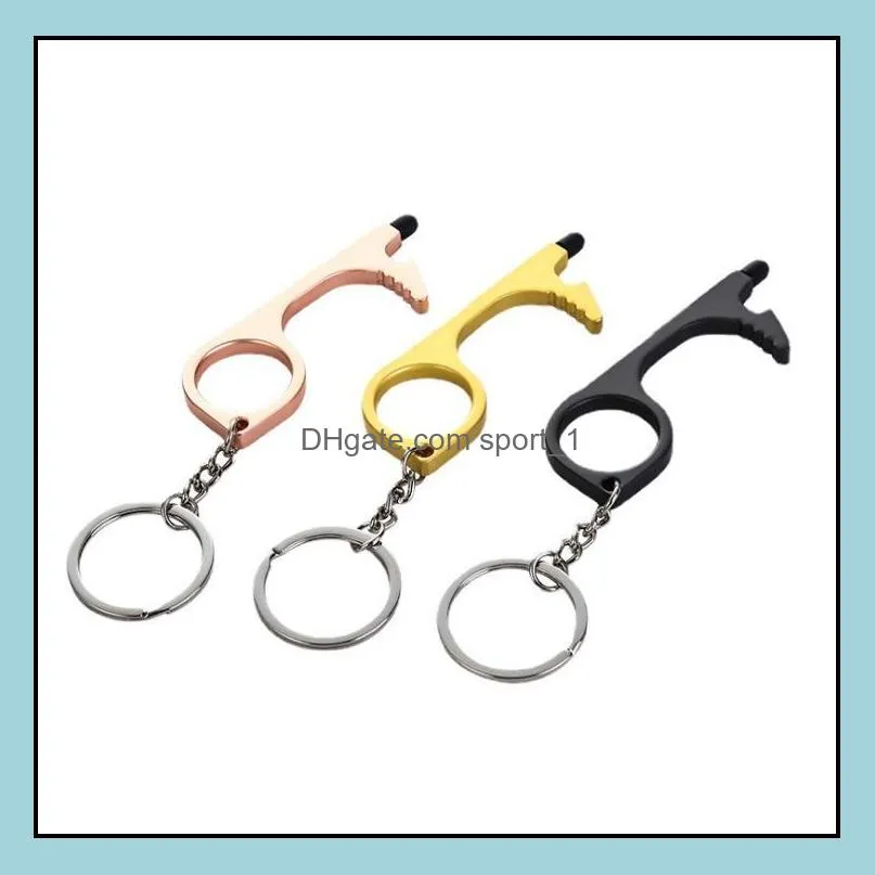 multipurpose epidemic prevention and isolation key rings keychain non-contact door opener mix color