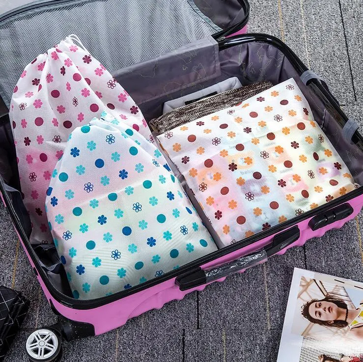 non-woven fabrics storage bags korean style cute travel portable dust cover printed shoes clothes sundries storage bags wardrobe organizer